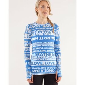 Lululemon Discover Manifesto Long Sleeve Tee Porcelain Blue and White Medium
